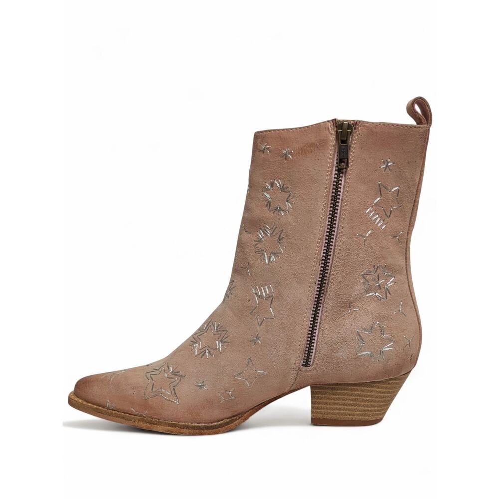 Free People Bowers Pink Star Moon Embroidered Western Boots 9 39 NWOT Distressed - Picture 2 of 10